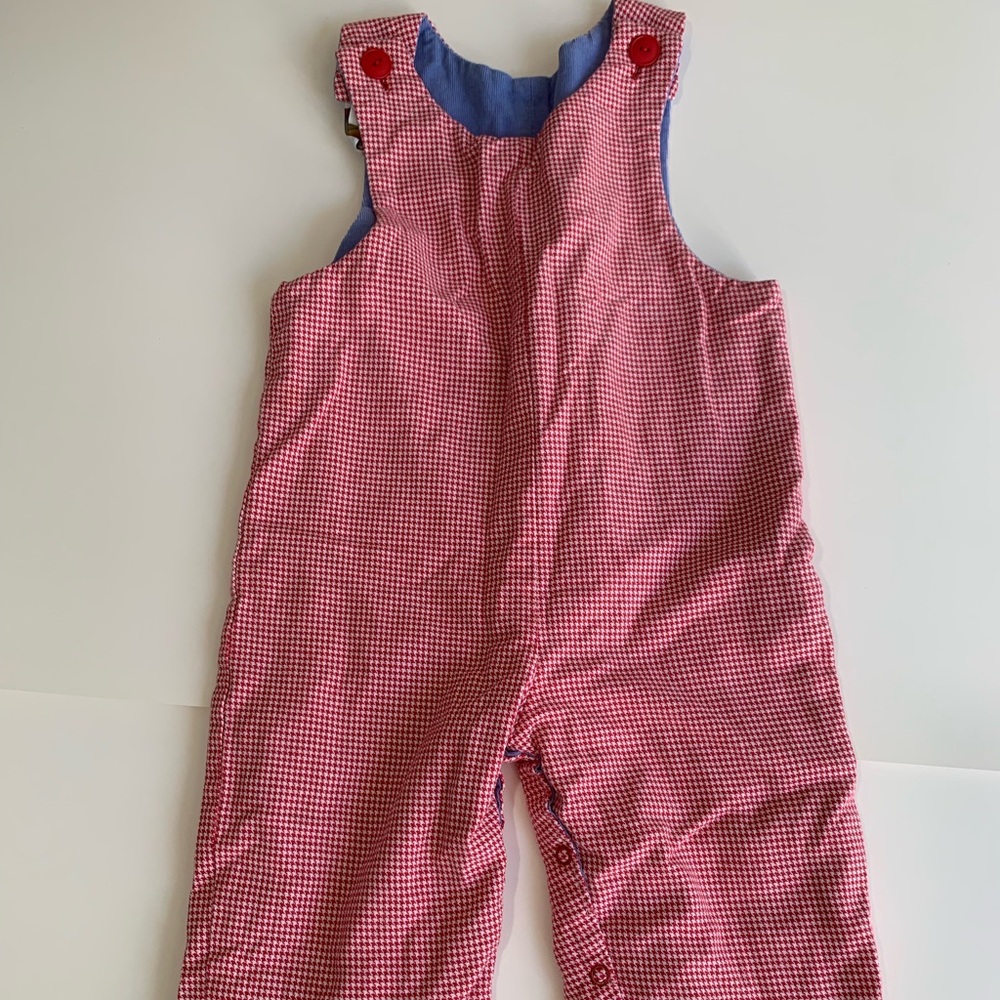 Reversible Red and Blue Winter Overalls with Embroidery